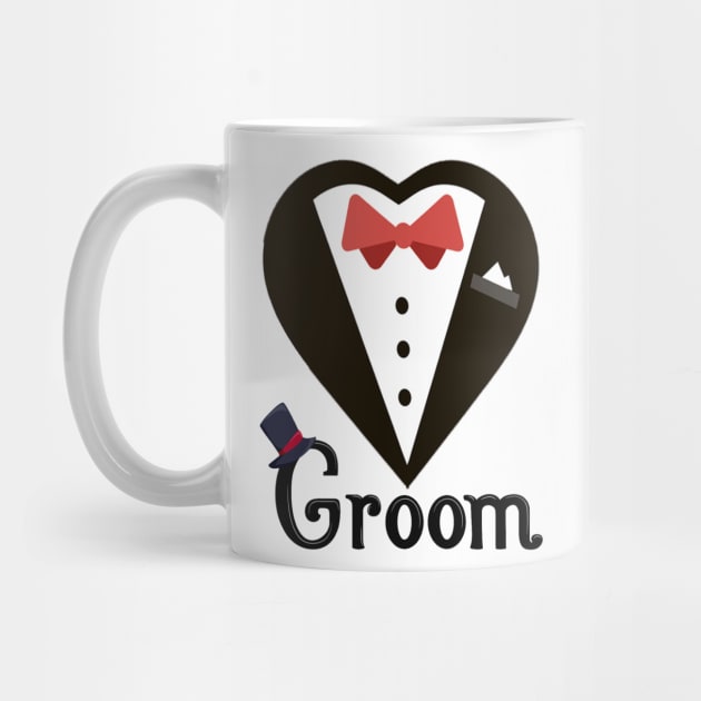 Groom T-Shirt Groom With Bow Tie Tee Shirt Bachelor Party by MiStore